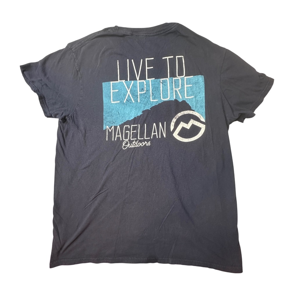 Magellan Outdoors T-Shirt Mens M Navy Blue Live To Explore Graphic Tee Cotton